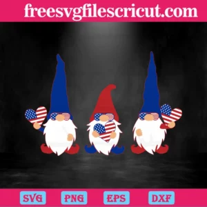 4Th Of July Gnomes, Svg Png Dxf Eps Cricut Invert