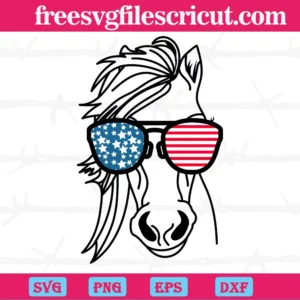 4Th Of July Horse With Sunglasses Usa, Svg Png Dxf Eps Digital Files