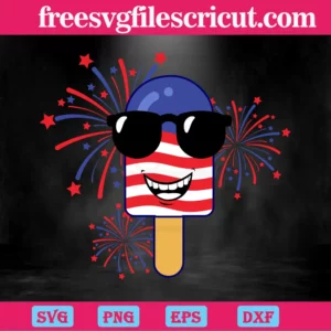 4Th Of July Ice Cream, Svg Png Dxf Eps Cricut Files Invert