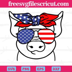 4Th Of July Pig, Svg Png Dxf Eps Digital Download