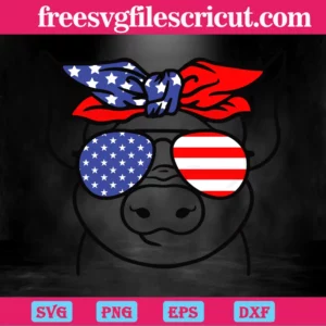 4Th Of July Pig, Svg Png Dxf Eps Digital Download Invert