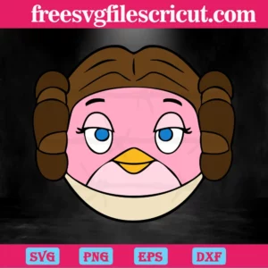 Angry Birds Star Wars Leia, Vector Illustrations Invert