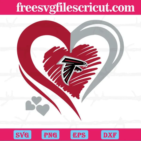 Atlanta Falcons Heart Logo, Laser Cut Svg Files