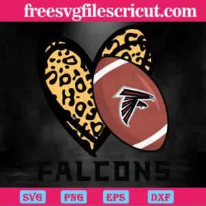Atlanta Falcons Leopard Heart, High-Quality Svg Files Invert