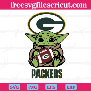Baby Yoda Star Wars Green Bay Packers, Cuttable Svg Files Invert