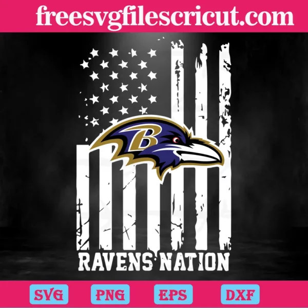 Baltimore Ravens Nations Football Us Flag, Svg Png Dxf Eps Cricut Files