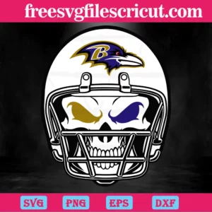 Baltimore Ravens Skull Helmet, Cutting File Svg Invert