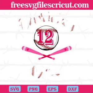 Baseball 12Th Birthday Girl, Svg Png Dxf Eps Digital Download Invert