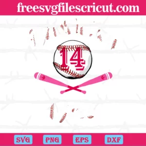 Baseball 14Th Birthday Girl, Svg Png Dxf Eps Cricut Silhouette Invert