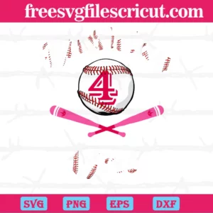 Baseball 4Th Birthday Girl, Svg Cut Files Invert