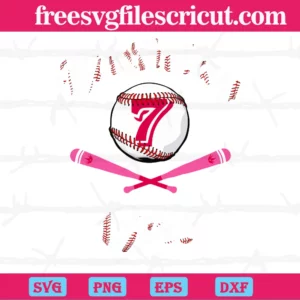 Baseball 7Th Birthday Girl, Cutting File Svg Invert