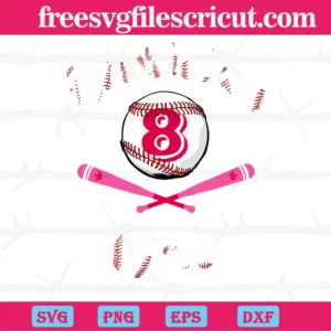 Baseball 8Th Birthday Girl, Layered Svg Files Invert