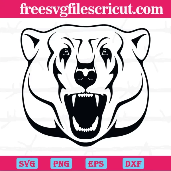 Bear Face Black And White, Laser Cut Svg Files