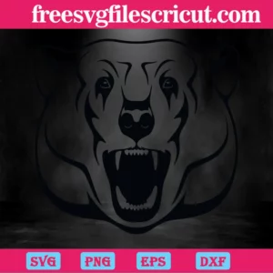 Bear Face Black And White, Laser Cut Svg Files Invert