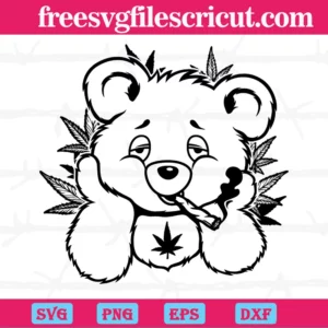 Bear Smoking Weed, Svg Png Dxf Eps Cricut Silhouette