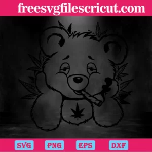 Bear Smoking Weed, Svg Png Dxf Eps Cricut Silhouette Invert