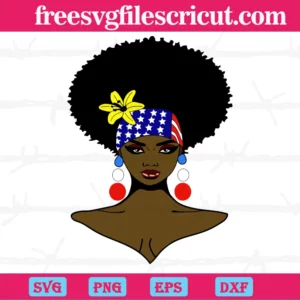 Beautiful Black Woman Large Afro Hair, Svg Png Dxf Eps
