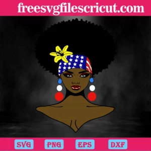 Beautiful Black Woman Large Afro Hair, Svg Png Dxf Eps Invert