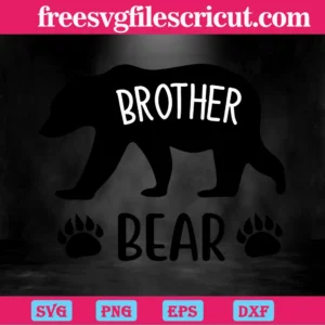Black Brother Bear, Layered Svg Files Invert