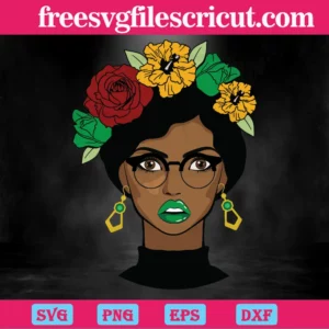 Black Girl Magic With Flower, Svg Png Dxf Eps Cricut Silhouette Invert