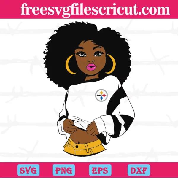 Black Girl Pittsburgh Steelers, Svg Png Dxf Eps