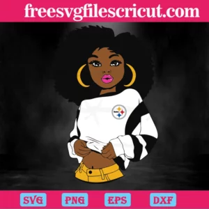 Black Girl Pittsburgh Steelers, Svg Png Dxf Eps Invert