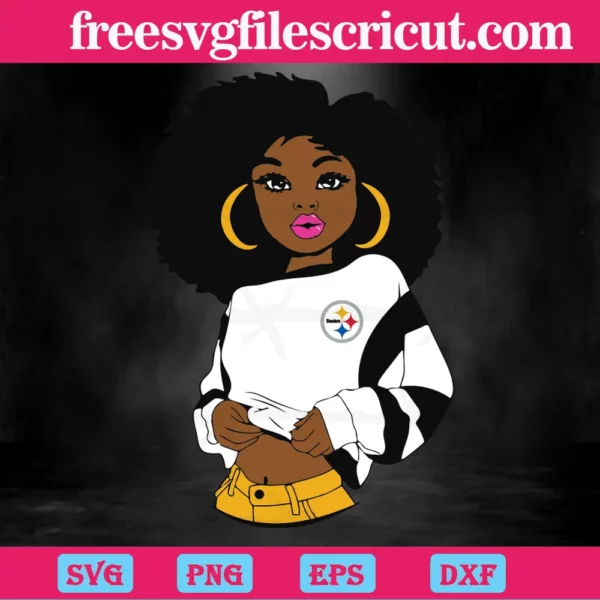 Black Girl Pittsburgh Steelers, Svg Png Dxf Eps - free svg files for cricut