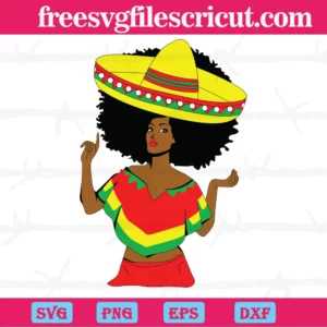Black Girl With Colored Costume African Queen, Svg Files