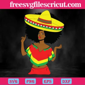 Black Girl With Colored Costume African Queen, Svg Files Invert