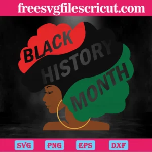 Black History Month Afro Woman, Svg Png Dxf Eps Designs Download Invert
