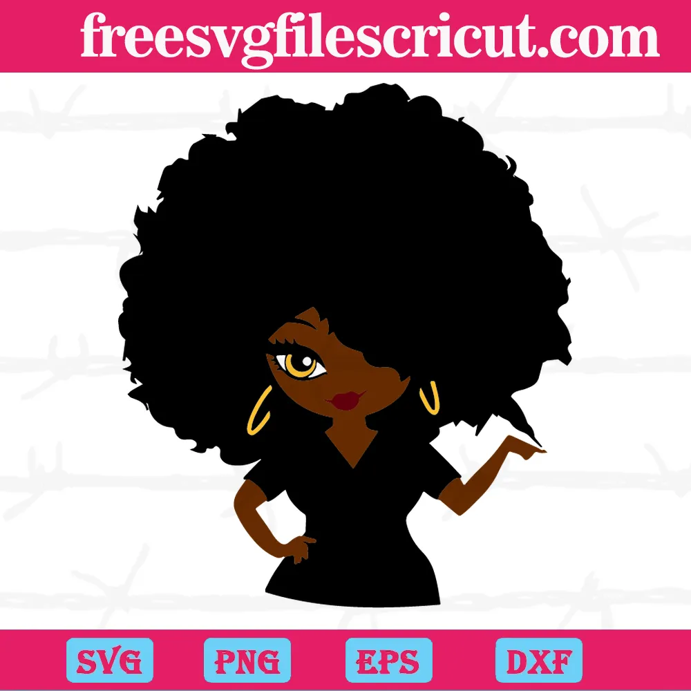 Afro Black Woman Natural Hair, Svg Png Dxf Eps Cricut Files - free svg ...
