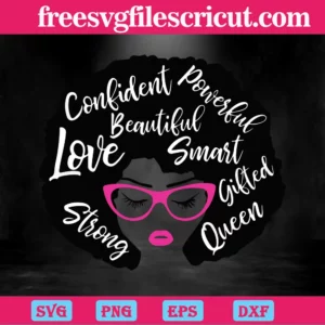 Black Woman With Glasses, Svg Png Dxf Eps Invert