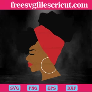 Black Woman With Headband, Svg Png Dxf Eps Digital Files Invert