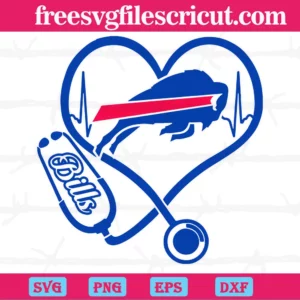 Buffalo Bills Heart Stethoscope, Svg Png Dxf Eps Cricut Invert