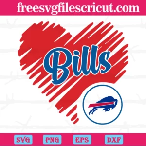 Buffalo Bills Heart, Svg Png Dxf Eps Cricut Files