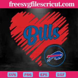 Buffalo Bills Heart, Svg Png Dxf Eps Cricut Files Invert