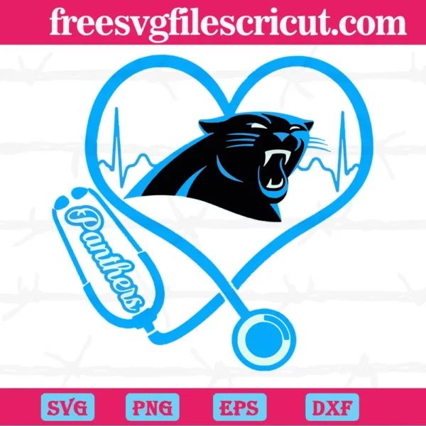 Carolina Panthers Heart Stethoscope, Svg Clipart