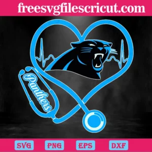 Carolina Panthers Heart Stethoscope, Svg Clipart Invert
