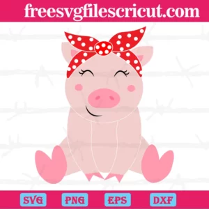 Cartoon Pink Pig Happy, Laser Cut Svg Files Invert
