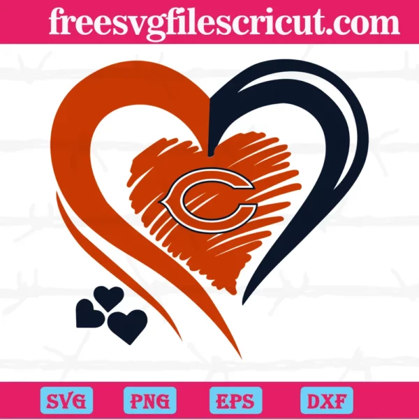 Chicago Bears Heart Logo, Layered Svg Files