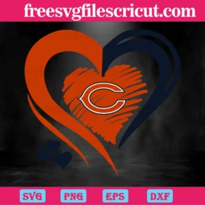 Chicago Bears Heart Logo, Layered Svg Files Invert