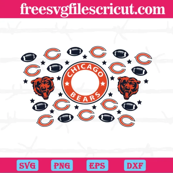 Chicago Bears Starbucks Wrap, Svg Png Dxf Eps Designs Download