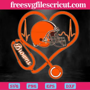 Cleveland Browns Heart Stethoscope, Svg Png Dxf Eps Digital Files Invert