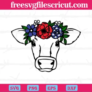 Cow Face 4Th Of July, Svg Png Dxf Eps