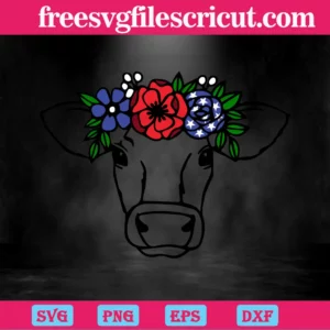 Cow Face 4Th Of July, Svg Png Dxf Eps Invert