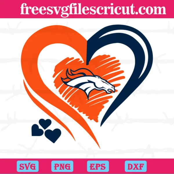 Denver Broncos Heart Logo, Premium Svg Files