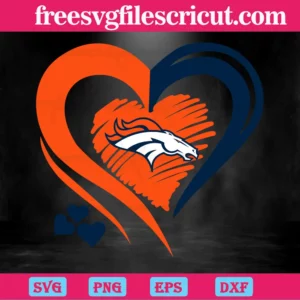 Denver Broncos Heart Logo, Premium Svg Files Invert