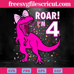 Dinosaur Roar Im 4Th, Svg Png Dxf Eps Cricut Files Invert
