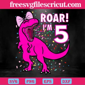 Dinosaur Roar Im 5Th, Laser Cut Svg Files Invert