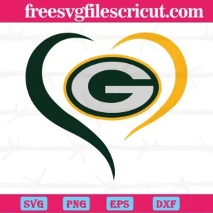 Green Bay Packers Heart, Premium Svg Files
